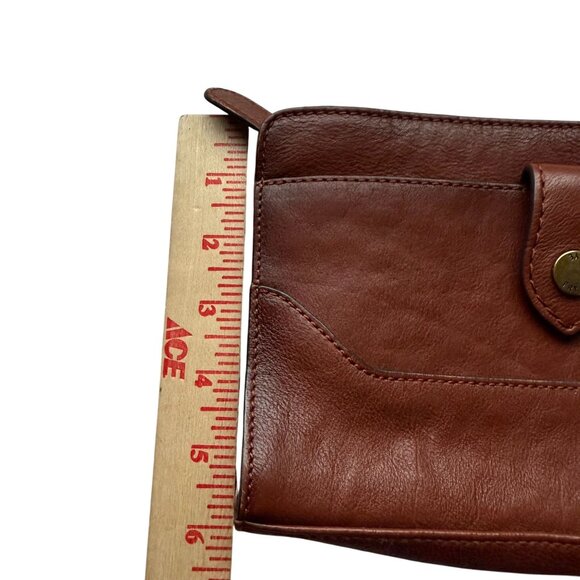 Frye Lucy Leather Wristlet Clutch Women's Brown Everyday Minimalist Classic - Picture 8 of 9